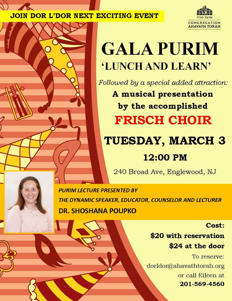 Banner Image for Dor L'Dor Gala Purim Lunch & Learn
